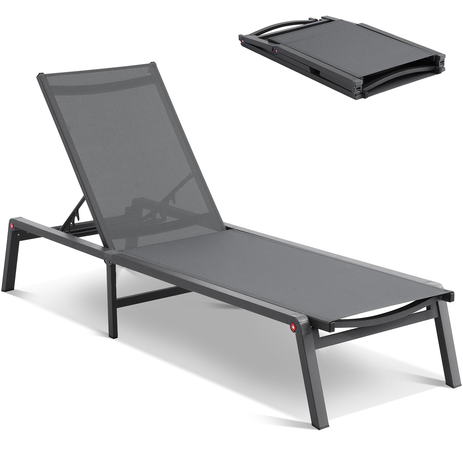 Outdoor Patio Lounge Chair With Adjustable 5 Position Backrest_voghion.com